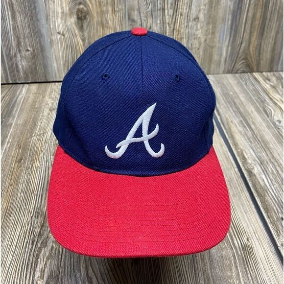 Vtg 90s Sports Specialties Atlanta Braves MLB Snapback Hat Cap Plain logo Blend - Picture 1 of 8